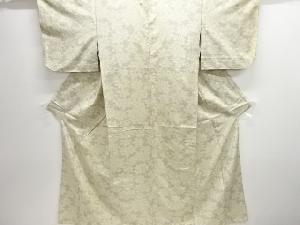 アンティーク　花模様織出し十日町紬単衣着物